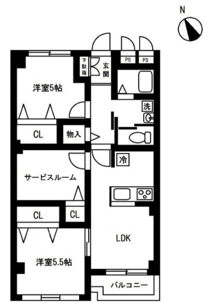 ゾンネンハイム田無(2SLDK/6階)の間取り写真
