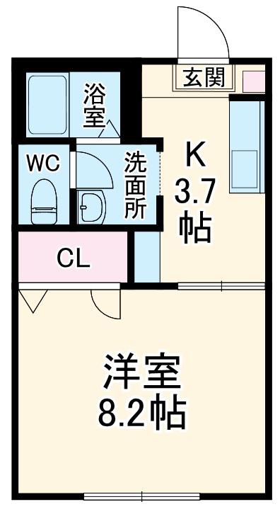ヴィラージュ(1K/1階)の間取り写真