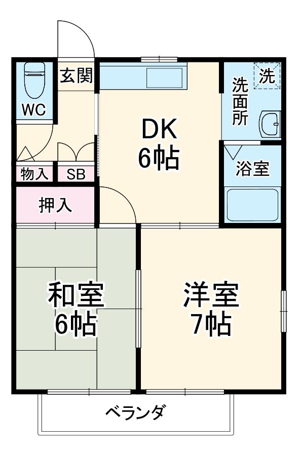 ヴェルドミール(2DK/2階)の間取り写真