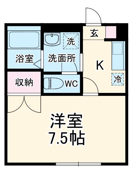 アンプルール ブワ S-STAGEⅠ(1K/1階)の間取り写真