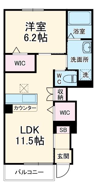 フェリーチェ(1LDK/1階)の間取り写真