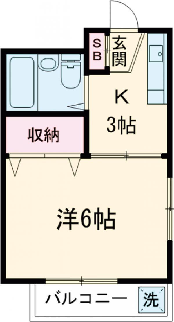 吉野ハイツ(1K/2階)の間取り写真