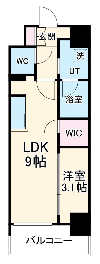 メイクスアート名駅ウエスト(1LDK/12階)の間取り写真