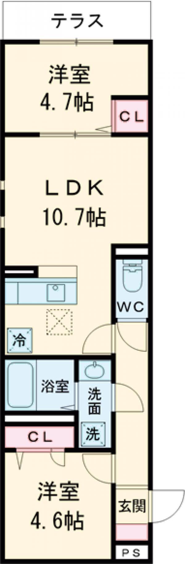 セレスティア鷺宮Ⅱ(2LDK/1階)の間取り写真
