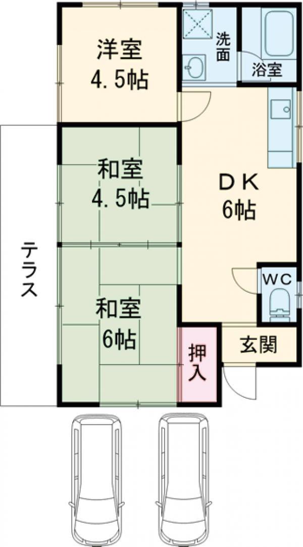 関東鉄道竜ヶ崎線 竜ケ崎駅 徒歩21分 1階建 築45年(3DK)の間取り写真