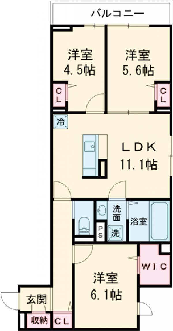 セレスティア鷺宮Ⅱ(3LDK/2階)の間取り写真