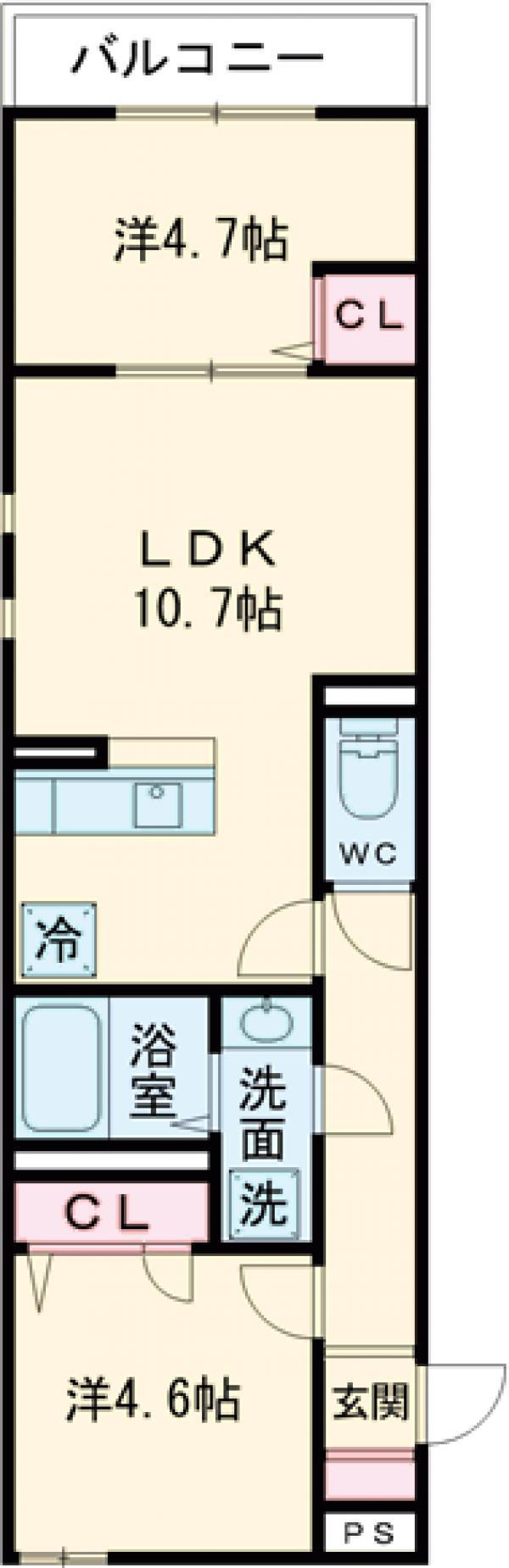 セレスティア鷺宮Ⅱ(2LDK/2階)の間取り写真