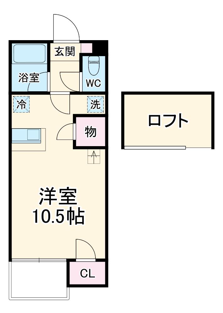 セザンヌ町並(ワンルーム/1階)の間取り写真