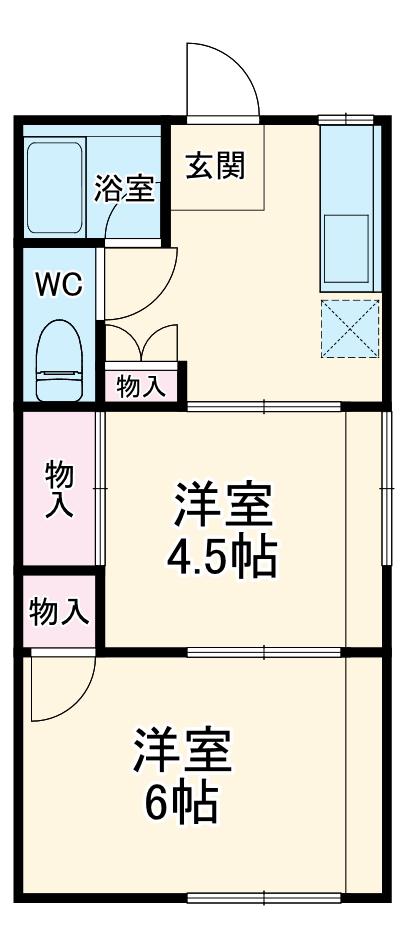 第1鈴木ハイツ(2DK/2階)の間取り写真