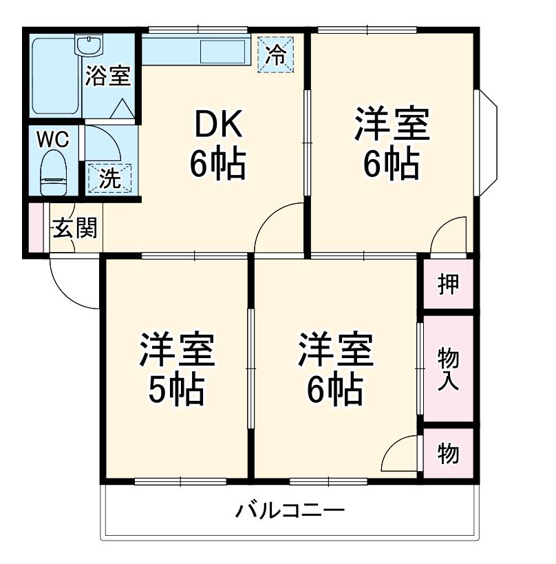 グリーンハウス(3DK/3階)の間取り写真