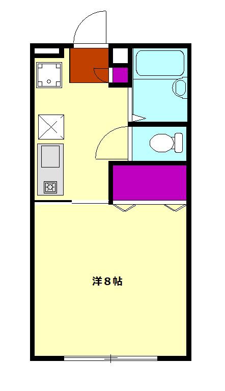 ロイヤルヒルズA(1K/2階)の間取り写真