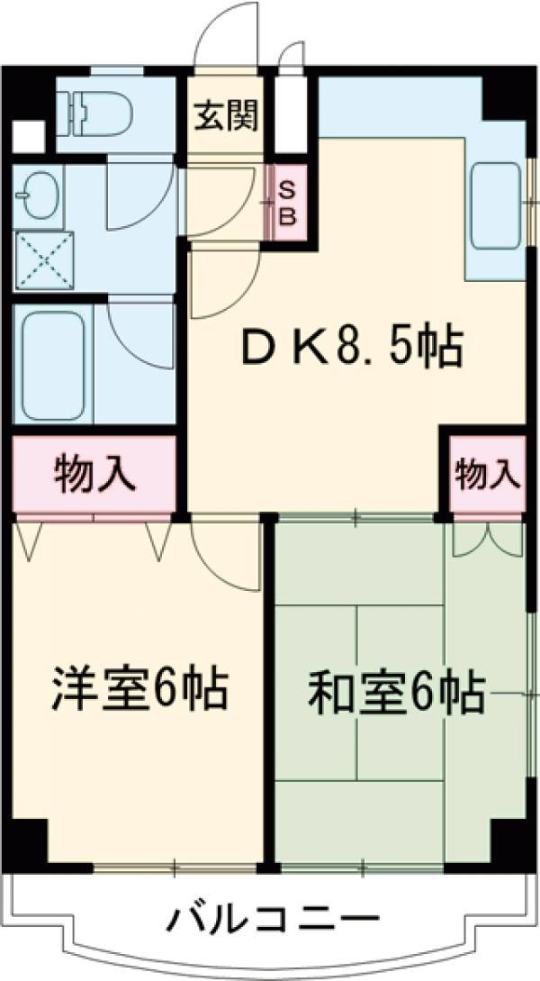 フレグランス田端(2DK/3階)の間取り写真