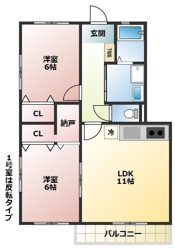 ル・ヌーヴォ・セリエⅠ(2LDK/1階)の間取り写真