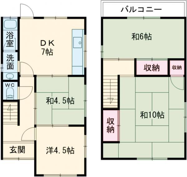 阪和線 和泉府中駅 徒歩19分 2階建 築49年(4DK)の間取り写真