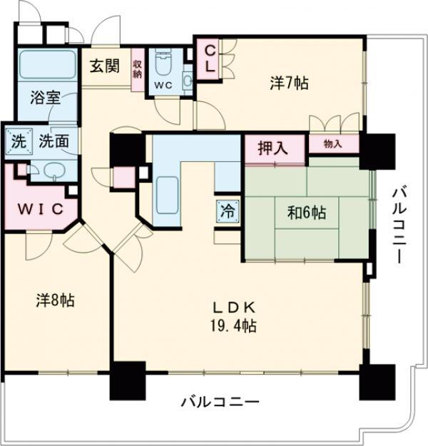 ライオンズステージ府中シティタワー(3LDK/30階)の間取り写真