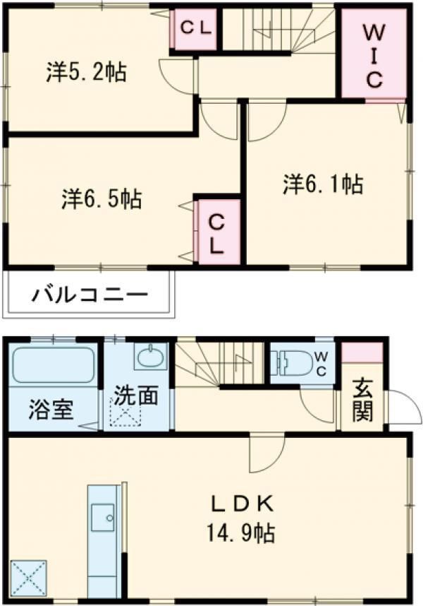 五日市線 東秋留駅 徒歩12分 2階建 新築(3LDK)の間取り写真