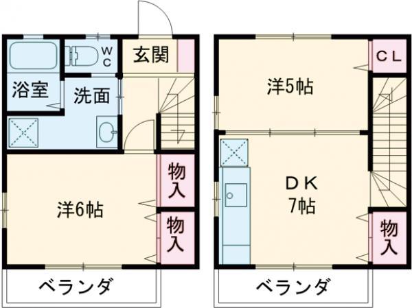 メゾン・シャルール(2DK/1階)の間取り写真