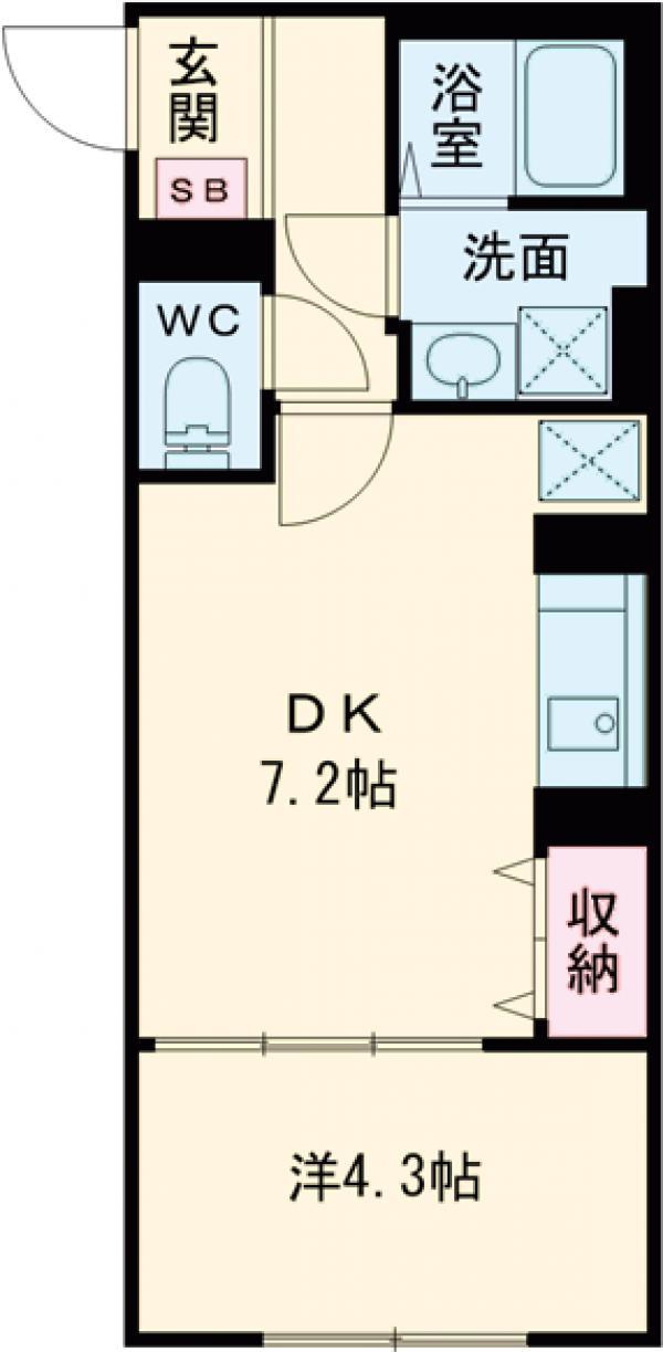 ウェルスクエア中野坂上Ⅱ(1DK/1階)の間取り写真