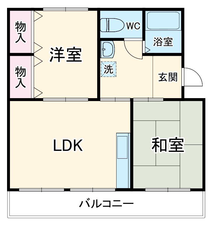 上中の原団地(2LDK/5階)の間取り写真