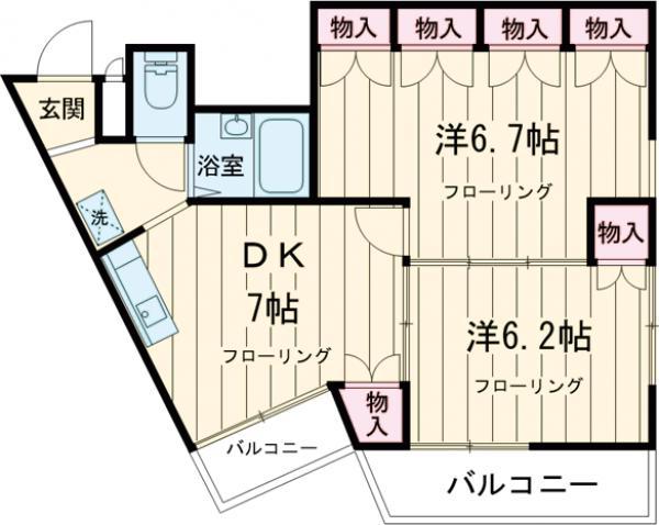パストラルマンションMⅢ(2DK/3階)の間取り写真