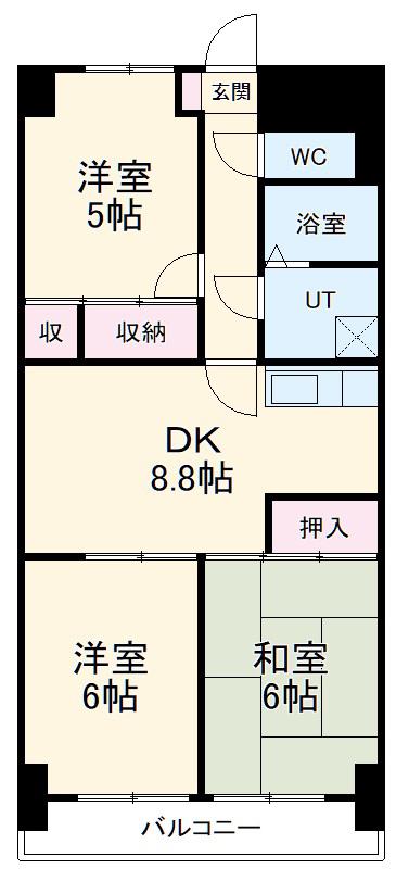 マンション森(2LDK/10階)の間取り写真