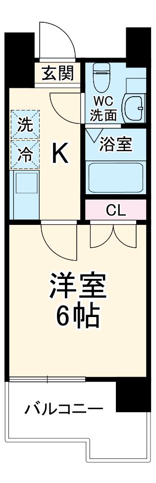 ドゥーエ川口(1K/5階)の間取り写真