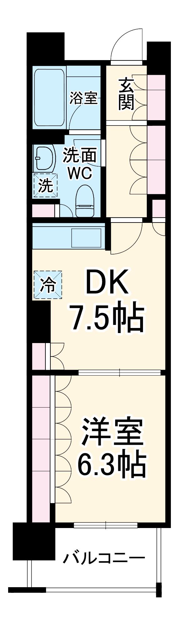 アールスタイルズ武蔵小杉ウエスト(1DK/4階)の間取り写真