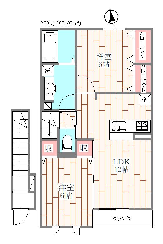 エスペランサ日野(1LDK/2階)の間取り写真