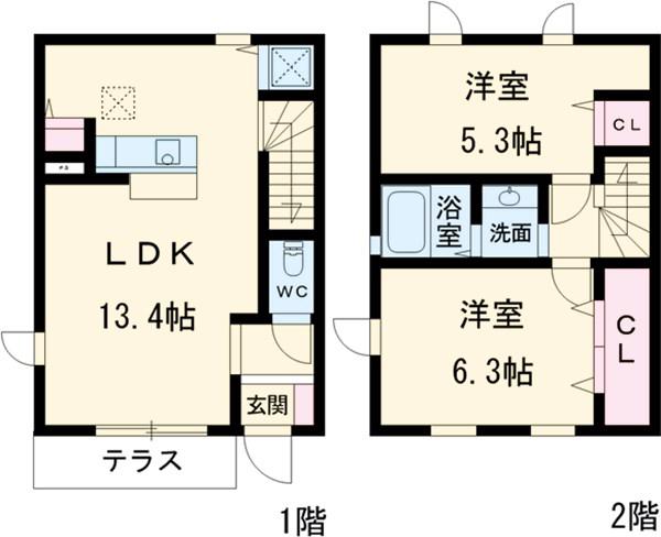 ラ・カシェット(2LDK)の間取り写真