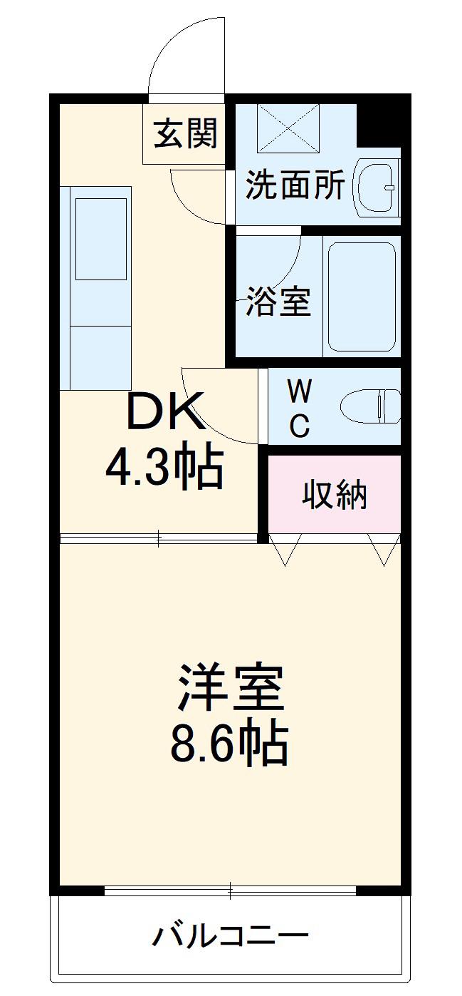 プレジール(1DK/3階)の間取り写真