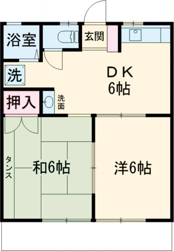 グランデージB(2DK/1階)の間取り写真