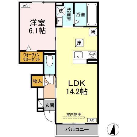 プレジール(1LDK/1階)の間取り写真