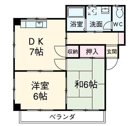 サープラス杉坂B(2DK/2階)の間取り写真