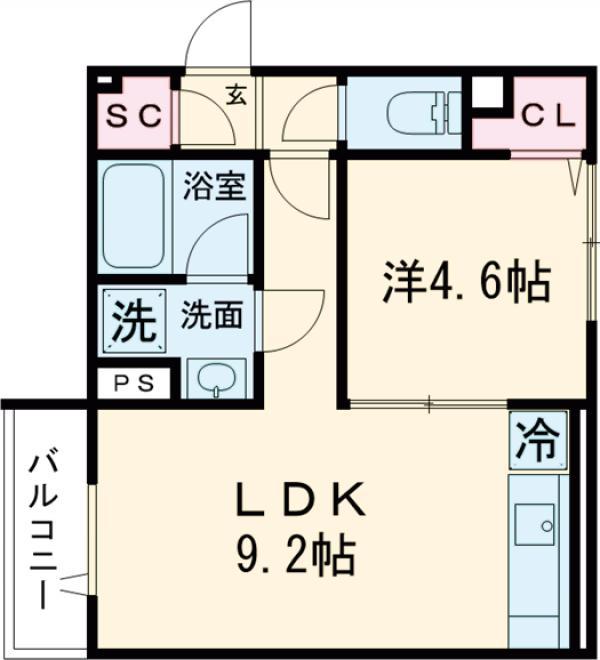 セレスティア羽沢B棟(1LDK/3階)の間取り写真