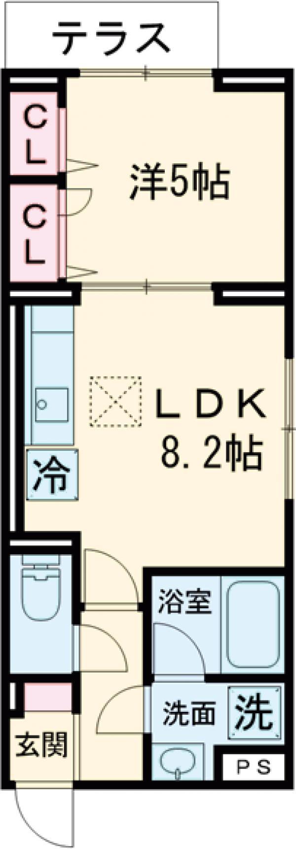 セレスティア羽沢B棟(1LDK/1階)の間取り写真