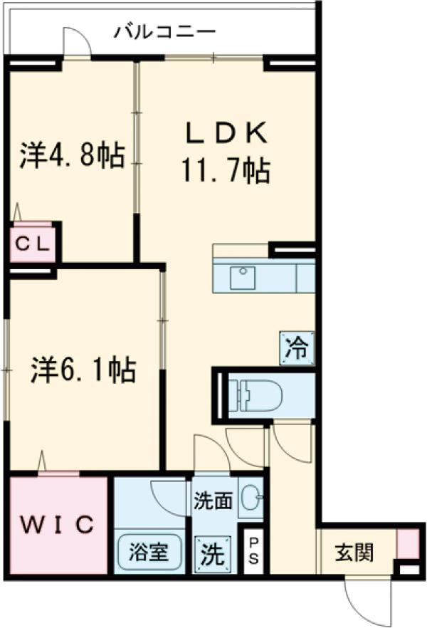 セレスティア羽沢B棟(2LDK/3階)の間取り写真