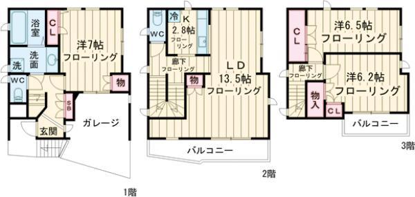 東急目黒線 西小山駅 徒歩9分 3階建 築12年(3LDK)の間取り写真
