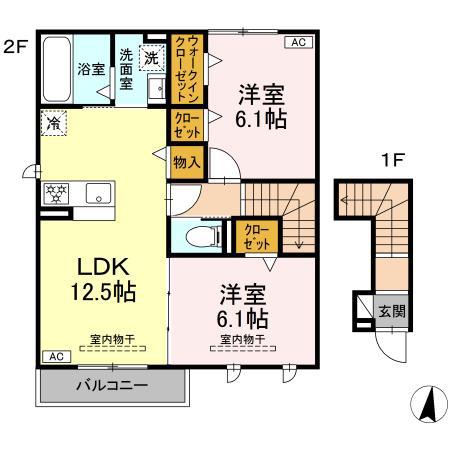 ラフィーネ(2LDK/2階)の間取り写真
