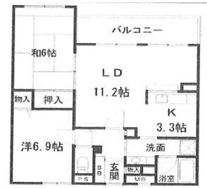 エル・パディオ桂南(2LDK/3階)の間取り写真