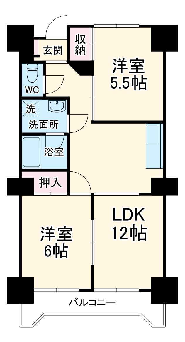 グランフォレスト(2LDK/4階)の間取り写真