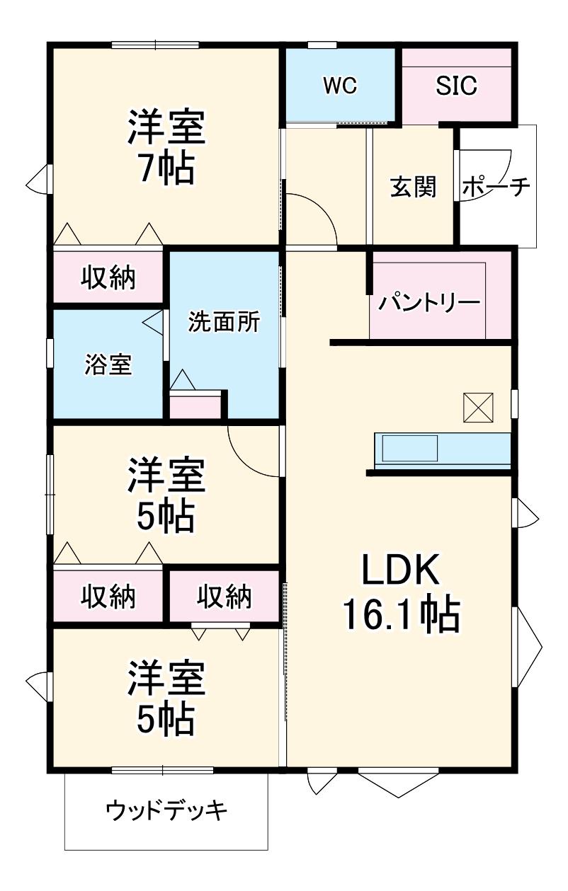 名鉄各務原線 手力駅 徒歩28分 2階建 築1年(3LDK)の間取り写真