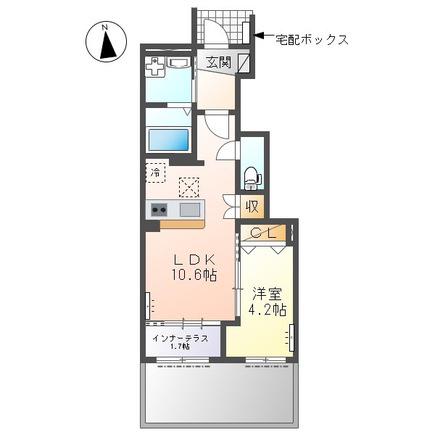 ルピナス B(1LDK/1階)の間取り写真