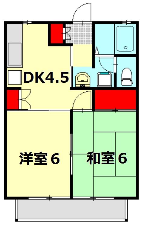 サンモール薬円台(2DK/2階)の間取り写真
