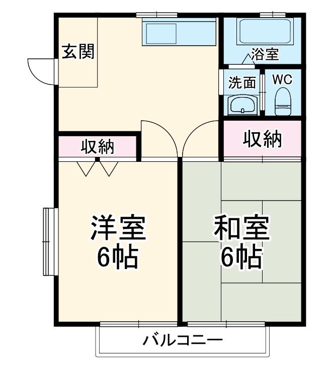 クレスト(2DK/2階)の間取り写真