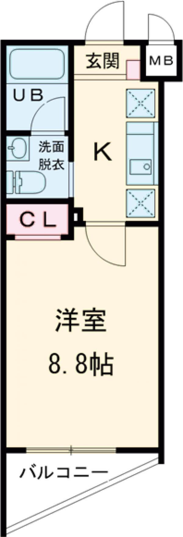 ヒルズ子安町(1K/3階)の間取り写真