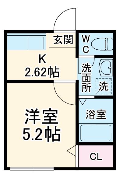 シエロ湘南Ⅱ(1K/1階)の間取り写真