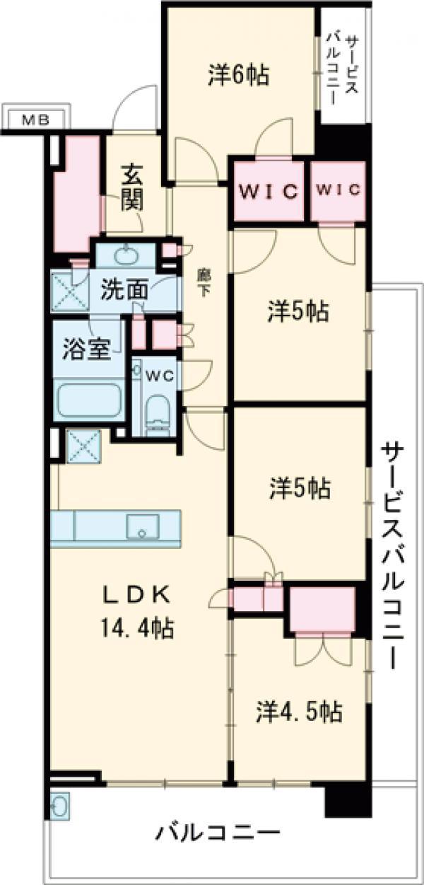 バウス一之江(4LDK/2階)の間取り写真