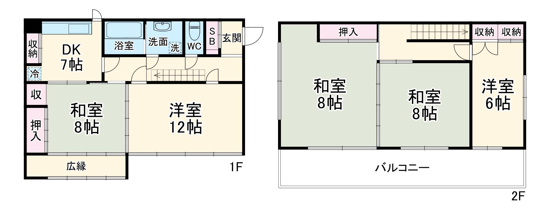 小田急電鉄小田原線 相武台前駅 徒歩6分 2階建 築50年(5DK)の間取り写真