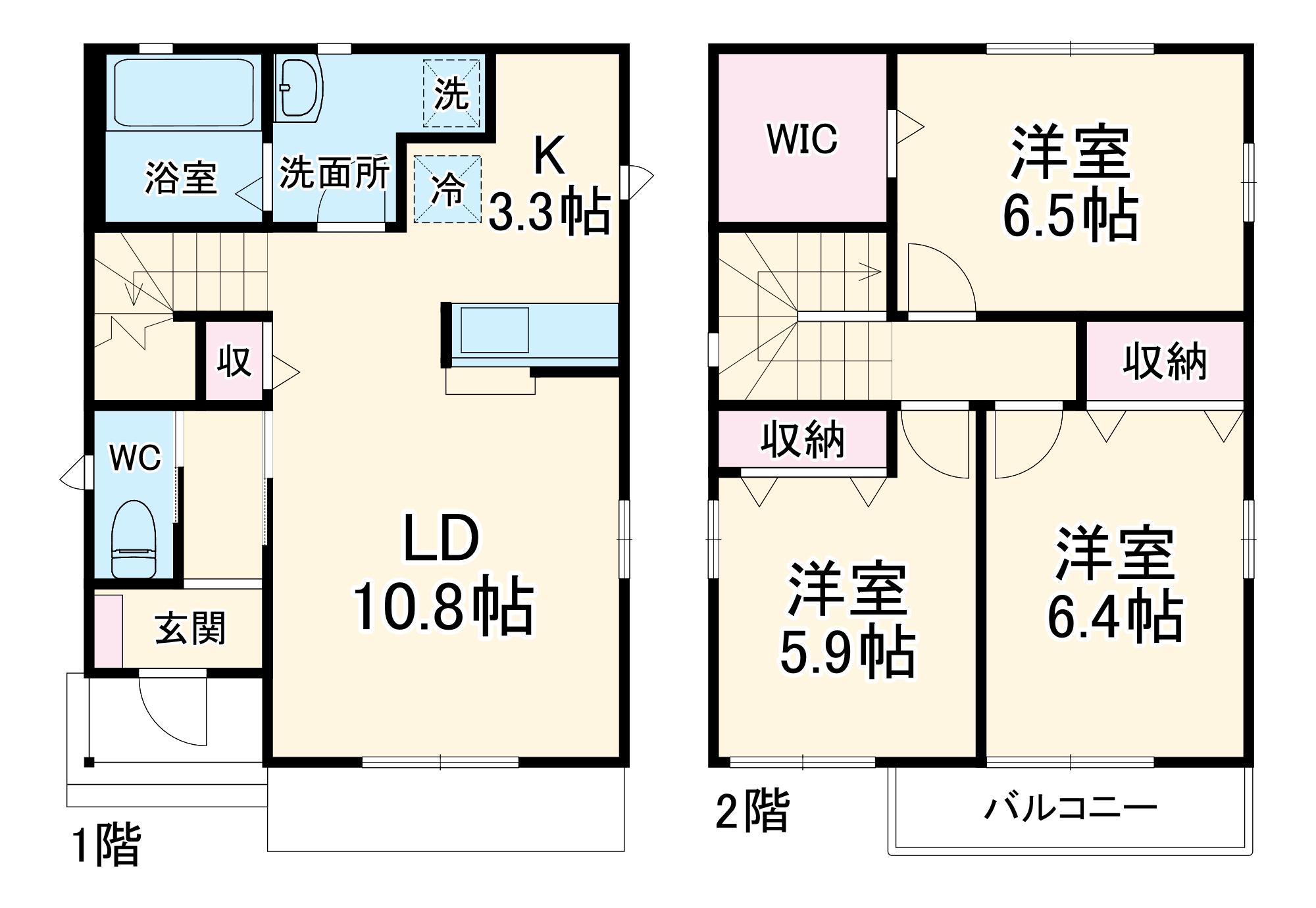 名鉄名古屋本線 富士松駅 徒歩7分 2階建 築14年(3LDK)の間取り写真
