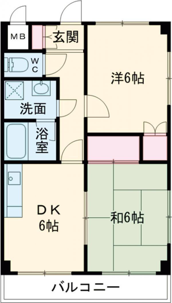 メインビル国立(2DK/3階)の間取り写真